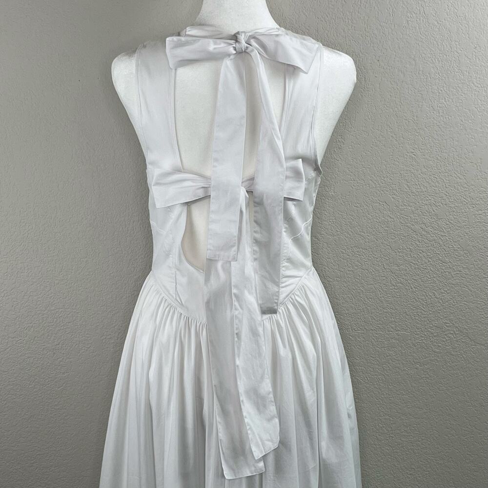 Cinq A Sept White Benita Double Bow Back Sleeveless Crewneck Midi Dress 2 NWOT - Picture 9 of 16